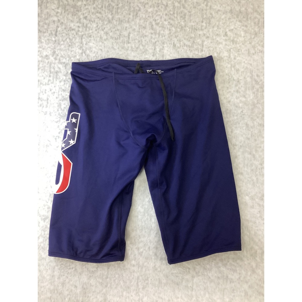 TYR Durafast Elite Jammer Swim Shorts Mens 38 XL Navy Blue USA Logo B13019H